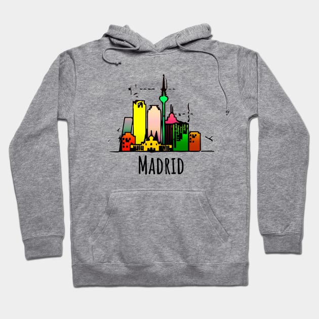 Colorful Madrid Tourist Cartoon Spain Souvenir Hoodie by DimDom